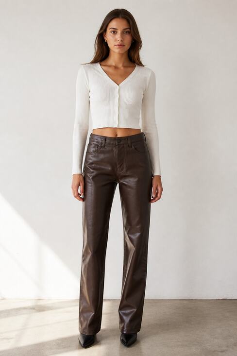 Abercrombie & Fitch Pants - Abercrombie & Fitch Brown Faux Leather Pants 26 US